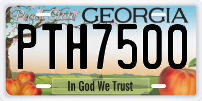 GA license plate PTH7500
