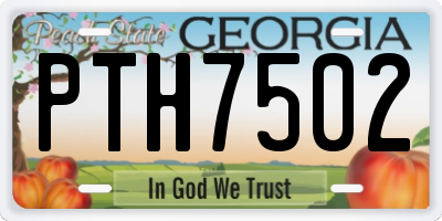 GA license plate PTH7502
