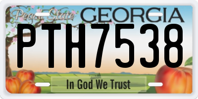 GA license plate PTH7538