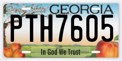 GA license plate PTH7605