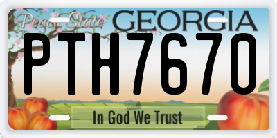GA license plate PTH7670