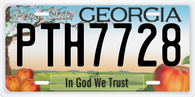 GA license plate PTH7728