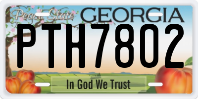 GA license plate PTH7802