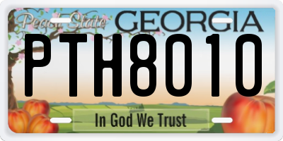 GA license plate PTH8010