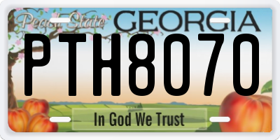 GA license plate PTH8070