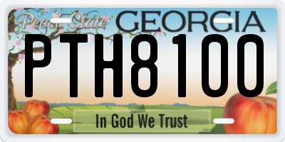 GA license plate PTH8100