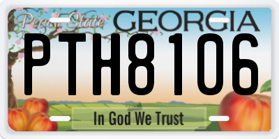 GA license plate PTH8106