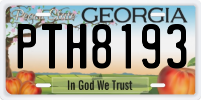 GA license plate PTH8193