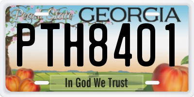 GA license plate PTH8401