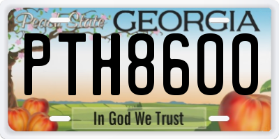GA license plate PTH8600