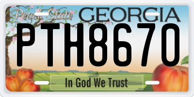 GA license plate PTH8670