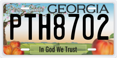 GA license plate PTH8702