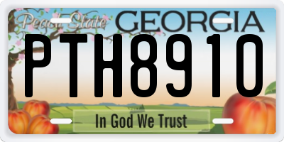 GA license plate PTH8910