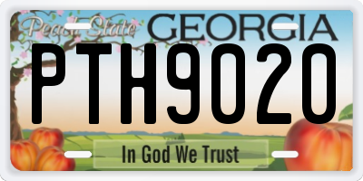 GA license plate PTH9020
