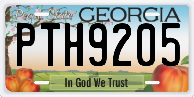 GA license plate PTH9205