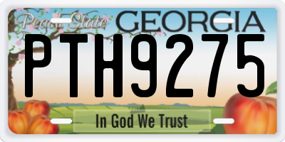 GA license plate PTH9275