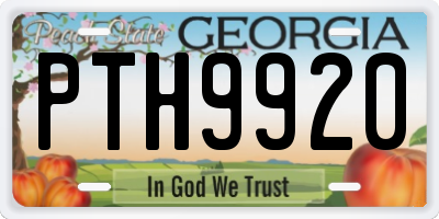 GA license plate PTH9920