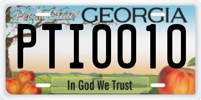 GA license plate PTI0010
