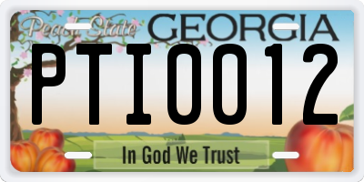 GA license plate PTI0012