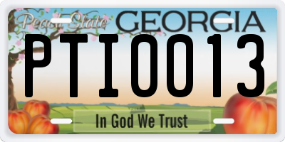 GA license plate PTI0013