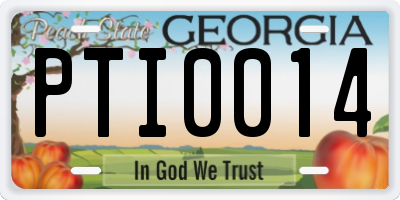 GA license plate PTI0014