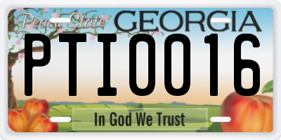 GA license plate PTI0016