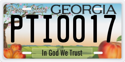 GA license plate PTI0017