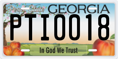 GA license plate PTI0018