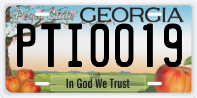 GA license plate PTI0019