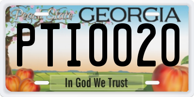 GA license plate PTI0020