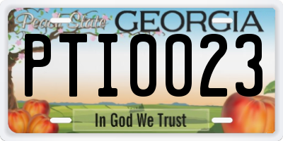 GA license plate PTI0023