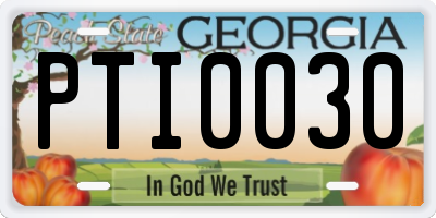 GA license plate PTI0030