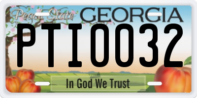 GA license plate PTI0032