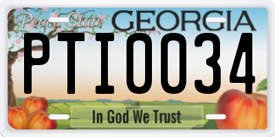 GA license plate PTI0034