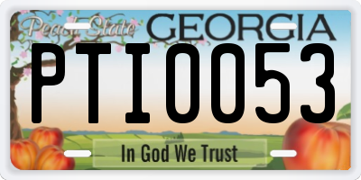 GA license plate PTI0053