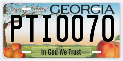 GA license plate PTI0070