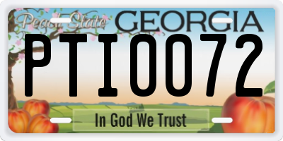GA license plate PTI0072