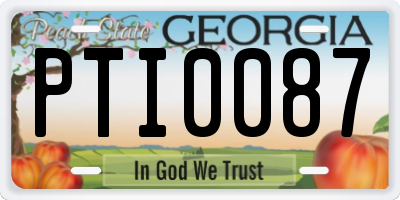 GA license plate PTI0087