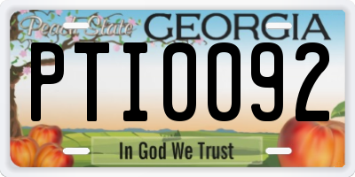 GA license plate PTI0092