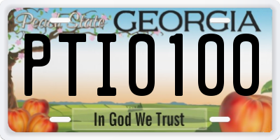 GA license plate PTI0100