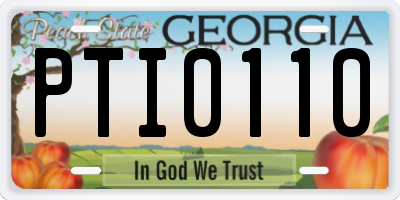 GA license plate PTI0110