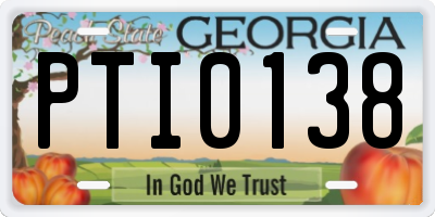 GA license plate PTI0138