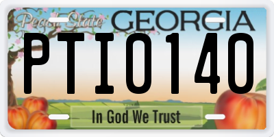 GA license plate PTI0140