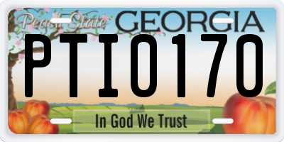 GA license plate PTI0170
