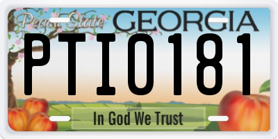 GA license plate PTI0181