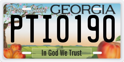 GA license plate PTI0190