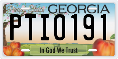 GA license plate PTI0191