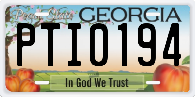 GA license plate PTI0194