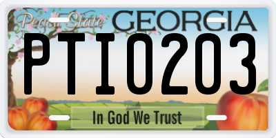 GA license plate PTI0203