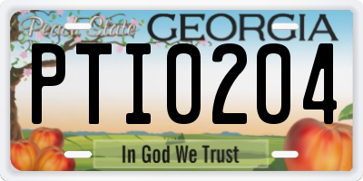 GA license plate PTI0204